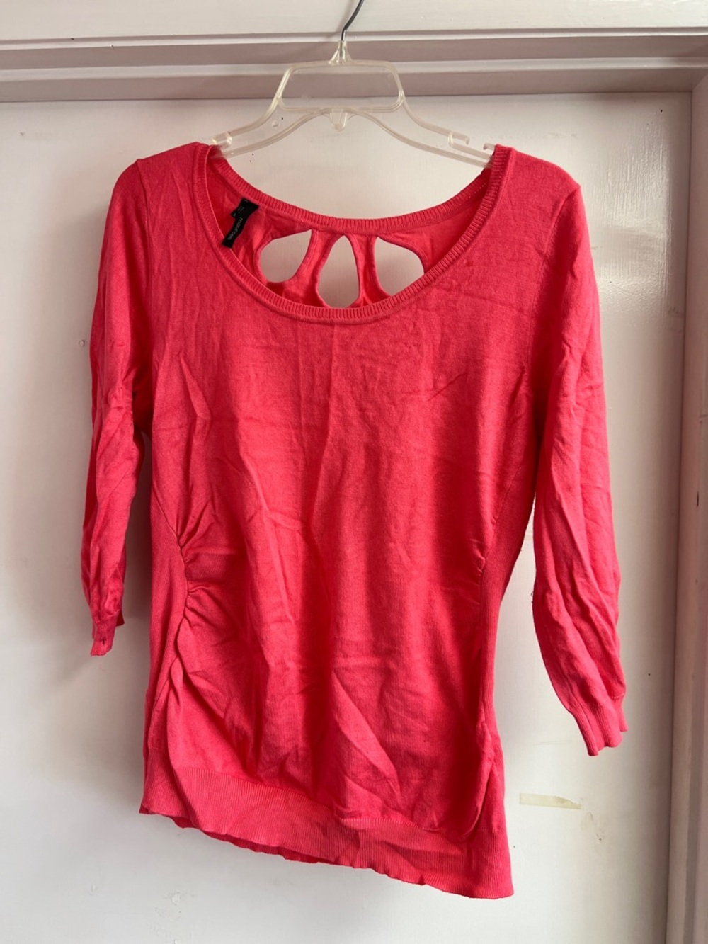 Maurices Coral Pink Long-Sleeve Top with Cutout Back